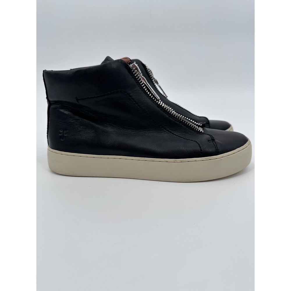 Frye Leather High Top Zip Sneakers Black Platform Casual‎ Shoes